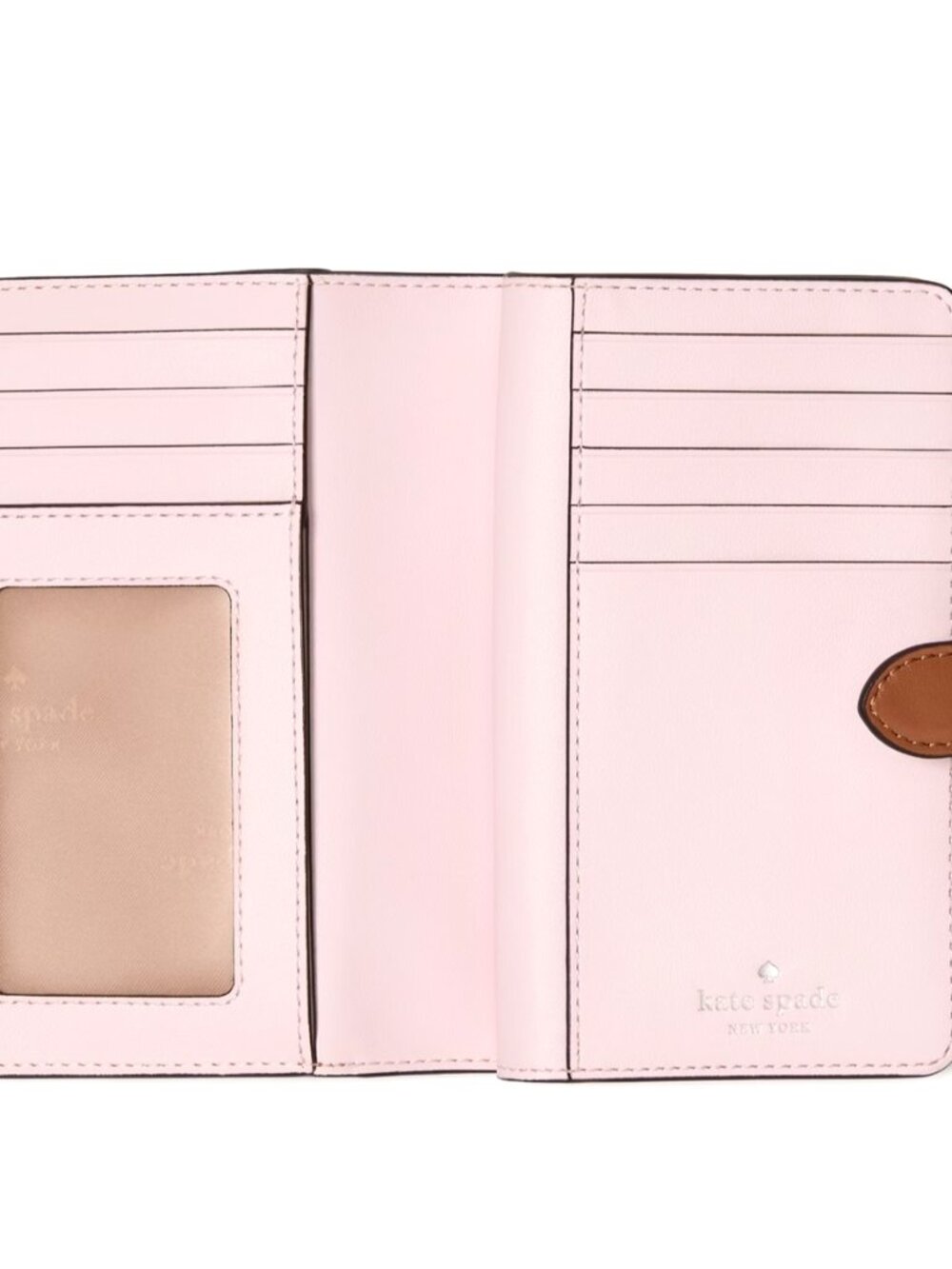 New Kate Spade Medium Compact Bifold Wallet Smooth Leather Warm Gingerbread